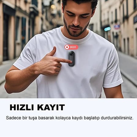 Göğüse Takılabilir Mıknatıslı Kolyeli 1080P Mini Geniş Açı Aksiyon Kamera | Hafif ve Kompakt Tasarım | Spor, Koşu, Outdoor, Günlük Kullanım İçin POV Kayıt Kamerası- Kask Kamera (SİYAH)