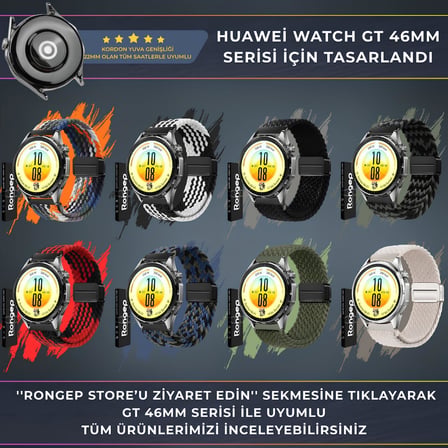 [Örgü Loop] Huawei ile Uyumlu 22mm Kordon GT7/GT7 Pro/GT6/6 Pro/Runner 2/GT5/5 Pro/GT4/GT3 46mm için Manyetik Toka GT7 Pro Kordon Terletmeyen Elastik Kumaşlı GT7 46mm Kordonu