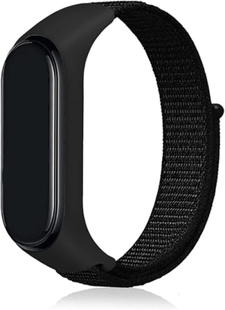 Xiaomi Mi Band 7 İle Uyumlu Kordon Ayarlanabilir Naylon Elastik Spor Yedek Bileklik Renkli Kayışı Kaliteli Hasır Örme Kordon Kayış (Siyah)