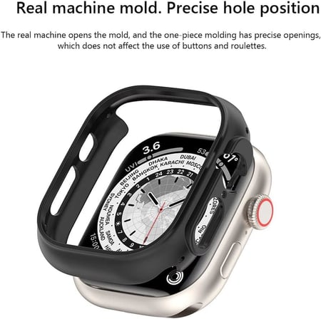 Apple Watch Ultra ile Uyumlu 49mm ile uyumlu PC Çerçeve Tam Koruyucu Kılıf, Apple Watch Ultra için 49mm Köşeleri Kapatan Koruyucu Siyah