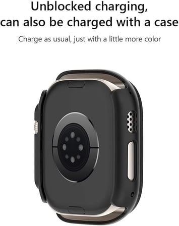 Apple Watch Ultra ile Uyumlu 49mm ile uyumlu PC Çerçeve Tam Koruyucu Kılıf, Apple Watch Ultra için 49mm Köşeleri Kapatan Koruyucu Siyah