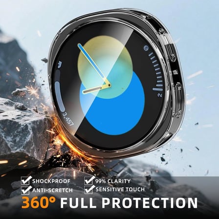 [Soft-Case] Samsung Galaxy Watch 8 40mm için 360° Kasa Koruyucu Yumuşak TPU Kılıf Dokunmatiği ve Netliği Etkilemeyen Darbelere Karşı Galaxy Watch 8 40mm Ekran Koruyuculu Kılıf (Şeffaf)