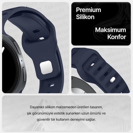 Samsung Galaxy Watch 9/8 (40mm/44mm) ve Watch 8 Classic (46mm) ile Uyumlu Konforlu ve Yumuşak Rugged Silikon Kordon