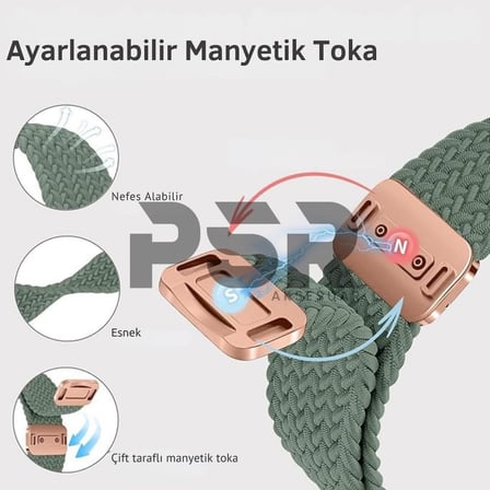 Apple Watch Uyumlu Hasır Kordon – Örgü Tasarımlı, Ayarlanabilir | Hafif ve Konforlu Hasır Akıllı Saat Kayışı