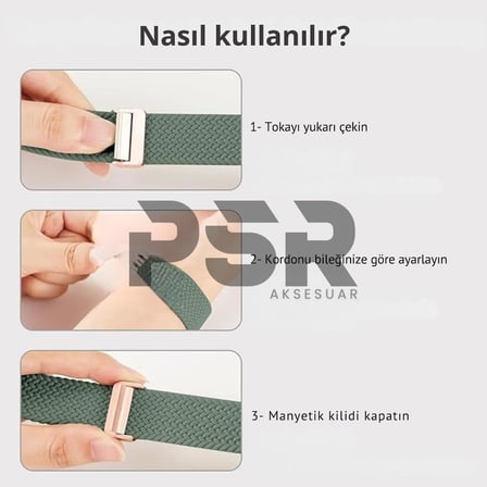 Apple Watch Uyumlu Hasır Kordon – Örgü Tasarımlı, Ayarlanabilir | Hafif ve Konforlu Hasır Akıllı Saat Kayışı