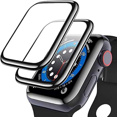 Apple ile uyumlu Watch 44mm PMMA Silikon Body Saat Ekran Koruyucu Siyah