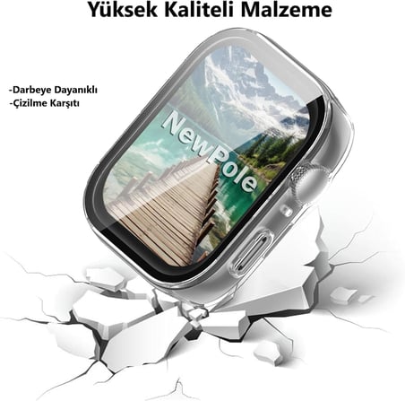 [Huawei Watch Fit 3 ile Uyumlu] Fit 3 için Ekran Koruyucu Kırılmaz Cam ve Tam Kaplayan Watch Kasa Koruyucu Kılıf Yüksek Hassasiyetli Tam Kaplayan Kılıf Huawei Watch Fit 3 ile Uyumlu (Gümüş)