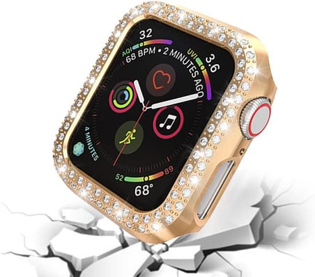 Akıllı Saat Ekran Koruyucu Apple Watch 7 41mm ile Uyumlu Ekran Koruyucu Kılıf, Ekran Koruyuculu TPU Kılıf, Sert Çerçeve Diamond Kapak Apple Watch 7 41mm Koruyucu Kılıf Siyah
