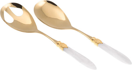Rivadossi Laura Beyaz Oro Altın Salata Servis Seti  