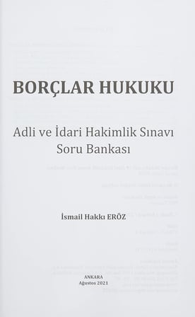 Borçlar Hukuku - Adli ve İdari Hakimlik Sınavı Soru Bankası