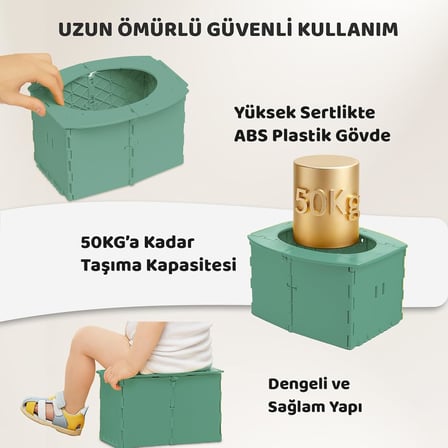 Katlanabilir Lazımlık, Portatif Seyahat Tipi Taşınabilir Çocuk Tuvaleti, 327 g, Yeşil