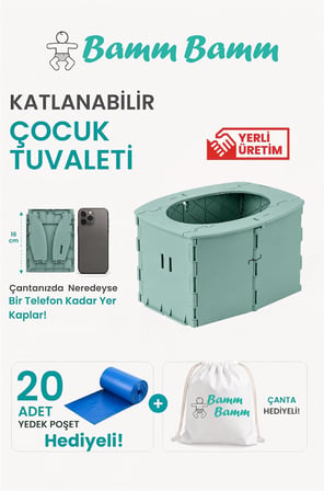 Katlanabilir Çocuk Tuvaleti, Portatif Lazımlık Taşıma Çantalı 50kg Taşıma Kapasiteli