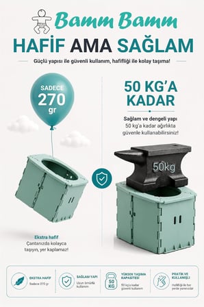 Katlanabilir Çocuk Tuvaleti, Portatif Lazımlık Taşıma Çantalı 50kg Taşıma Kapasiteli