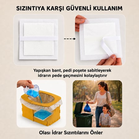 Lazımlık Poşeti Sızıntı Önleyici Ped, 300ml Sıvı Emici, 60 adet