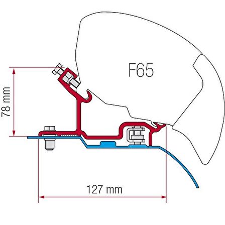 Fiamma F65,F80 Ducato/Jumper/Boxer H3 Yüksek Tavan ≥ 2006 Tente Braketi