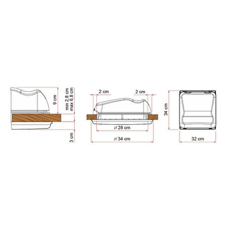 Fiamma Vent 28 F Kristal 28 x 28 cm Karavan Tavan Heki