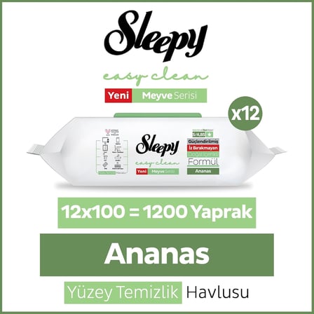 Meyve Serisi Yüzey Temizlik Havlusu Mendili Ananas 12x100 (1200 Yaprak)