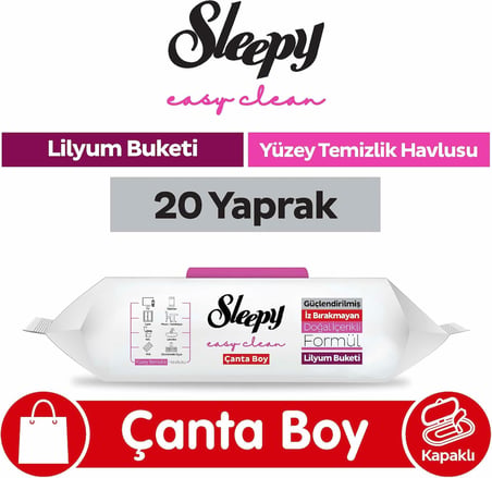 Easy Clean Lilyum Buketi Yüzey Temizlik Havlusu Çanta Boy 20 Yaprak