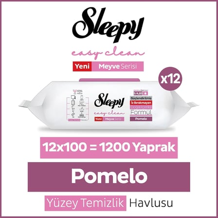 Meyve Serisi Yüzey Temizlik Havlusu Mendili Pomelo 12x100 (1200 Yaprak)