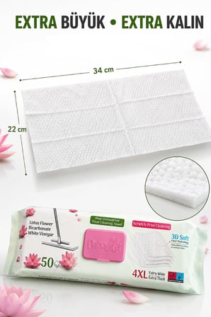 Easy Clean Lotus Çiçeği Kokulu Mopa Uyumlu Yer Temizlik Havlusu 50 Yaprak