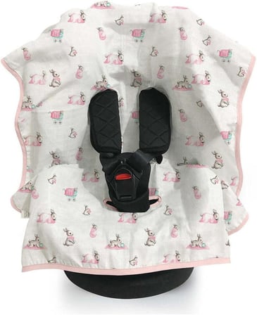 % 100 Pamuk Müslin Puset & Oto Koltuk Örtüsü - Bébé Lapin Rose POKORT-BLR-000STD