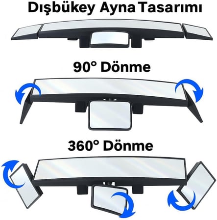Dışbükey Geniş Açılı Araç Dikiz Aynası Ayarlanabilir Kör Nokta Aynası Araç İçi Kontrol Aynası