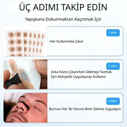 Manyetik Horlama Önleyici 15 li Set Burun Klipsi Uyku Apnesi Silikon Açıcı Yıkanabilir