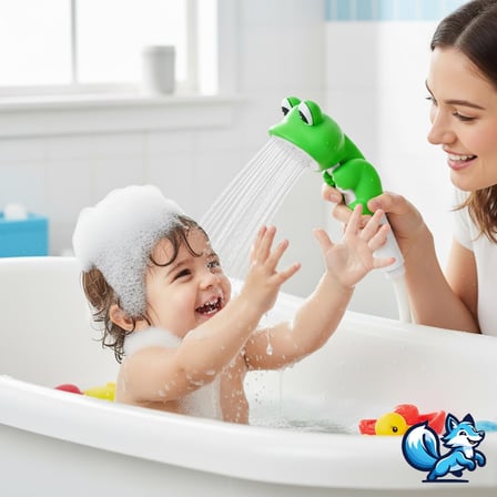 Sevimli Hayvan Figürlü Bebek Duş Başlığı – Annelerin Yardımcısı Eğitici Banyo Oyuncağı, Kolay Kurulum, El-Göz Koordinasyonu Geliştirici, Çocuklar İçin Renkli ve Eğlenceli