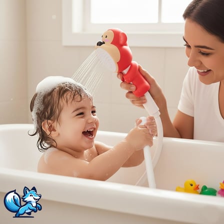 Sevimli Hayvan Figürlü Bebek Duş Başlığı – Annelerin Yardımcısı Eğitici Banyo Oyuncağı, Kolay Kurulum, El-Göz Koordinasyonu Geliştirici, Çocuklar İçin Renkli ve Eğlenceli