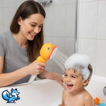 Sevimli Hayvan Figürlü Bebek Duş Başlığı – Annelerin Yardımcısı Eğitici Banyo Oyuncağı, Kolay Kurulum, El-Göz Koordinasyonu Geliştirici, Çocuklar İçin Renkli ve Eğlenceli