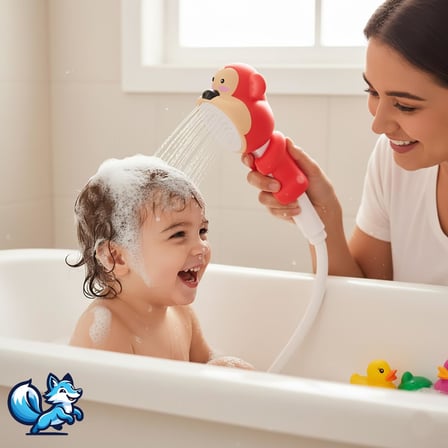 Sevimli Hayvan Figürlü Bebek Duş Başlığı – Annelerin Yardımcısı Eğitici Banyo Oyuncağı, Kolay Kurulum, El-Göz Koordinasyonu Geliştirici, Çocuklar İçin Renkli ve Eğlenceli