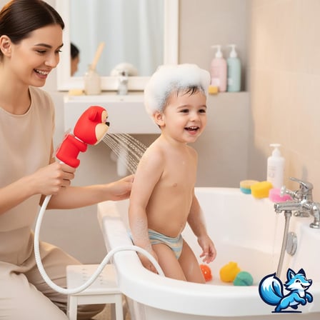 Sevimli Hayvan Figürlü Bebek Duş Başlığı – Annelerin Yardımcısı Eğitici Banyo Oyuncağı, Kolay Kurulum, El-Göz Koordinasyonu Geliştirici, Çocuklar İçin Renkli ve Eğlenceli