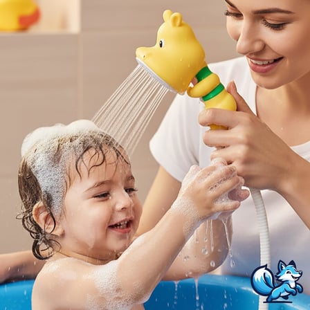 Sevimli Hayvan Figürlü Bebek Duş Başlığı – Annelerin Yardımcısı Eğitici Banyo Oyuncağı, Kolay Kurulum, El-Göz Koordinasyonu Geliştirici, Çocuklar İçin Renkli ve Eğlenceli