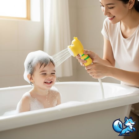 Sevimli Hayvan Figürlü Bebek Duş Başlığı – Annelerin Yardımcısı Eğitici Banyo Oyuncağı, Kolay Kurulum, El-Göz Koordinasyonu Geliştirici, Çocuklar İçin Renkli ve Eğlenceli