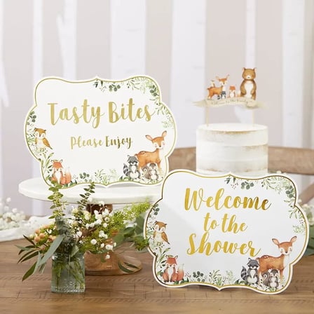 Woodland Baby Shower, Tek Boy, Dekor İşareti Seti (8'li Set)