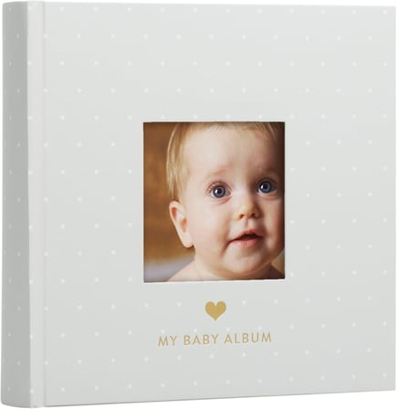 Bebek Fotoğraf Albümü, Yeni ve Bekleyen Ebeveynler için Hatıra Kitabı, Cinsiyetsiz Bebek Aksesuarı, Baby Shower için İdeal Hediye, 200 Resim Tutar, Gri ve Beyaz Puantiyeli