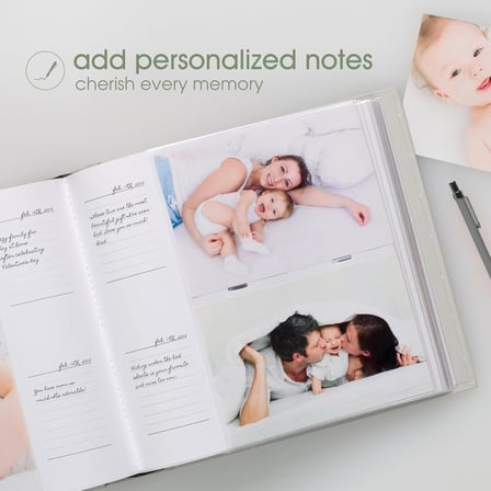 Bebek Fotoğraf Albümü, Yeni ve Bekleyen Ebeveynler için Hatıra Kitabı, Cinsiyetsiz Bebek Aksesuarı, Baby Shower için İdeal Hediye, 200 Resim Tutar, Gri ve Beyaz Puantiyeli
