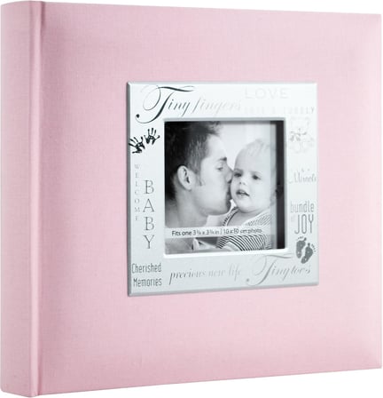 200 Cepli Kumaş Bebek 4x6 Yazı Alanlı Fotoğraf Albümü, 20 x 20 cm, Bebek Pembesi