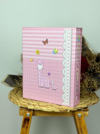 Rabsev Rs031 Bebek Fotoğraf Albümü 10x15cm 200 Fotoğraf Kapasiteli Kutulu Pencereli Bebek Albüm Pembe