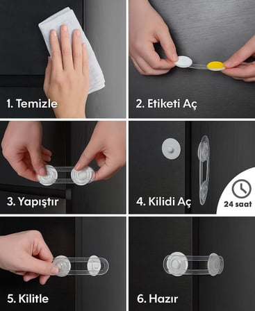 10 Adet Uzun Çok Amaçlı Dolap Çekmece Beyaz Eşya Bebek Ve Çocuk Güvenlik Kilidi