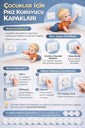 VIVALUXE Bebek Çocuk Priz Koruma Kapağı (12 Adet) Çocuk Güvenliği İçin Priz Muhafazası, Darbeye Dayanıklı Priz Kapatıcı, Kolay Tak-Çıkar, Ev ve Kreş Kullanımına Uygun
