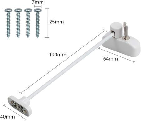 Kidmix 5 Adet X 2 PAKET Halatlı Pvc Kapı Pencere Emniyet Kilidi - Beyaz Kablolu Pimapen Emniyet Mandalıı