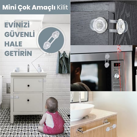 İdeal Baby 20'li Güvenlik Seti Çok Amaçlı Kilit Kapak Kilidi Priz Kapağı Sünger Kapı Durdurucu