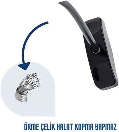 Kidmix Çelik Halatlı Kablolu Pvc Kapı Pencere Emniyet Hırsız Çocuk Güvenlik Kilidi 5 Adet (Antrasit Gri)