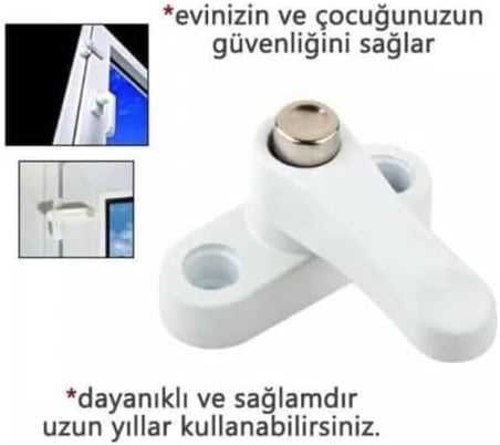 Çocuk Emniyet Kilidi Pencere – Güvenlik Kilidi, PVC Pencere Çocuk Kilidi, Vidalı Montaj, Bebek ve Çocuk Koruma Aparatı