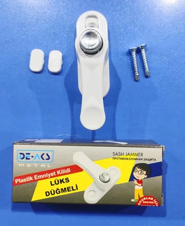 Pvc Kapı Pencere Pimapen Çocuk Emniyet Kilidi Hırsız Güvenlik Mandalı Plastik (Beyaz, Düğmeli Bir)