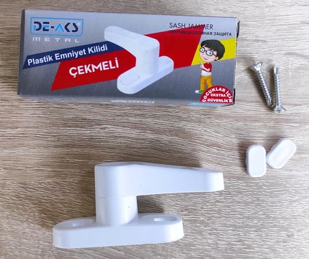 Pvc Pencere Metal Çekmeli Çocuk Emniyet Mandalı Güvenlik Kilidi (1, Beyaz)