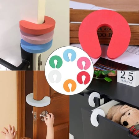 Çocuk ve Bebek Güvenliği için Köpük Kapı Koruyucu Stoper, Renkli, 4 Adet