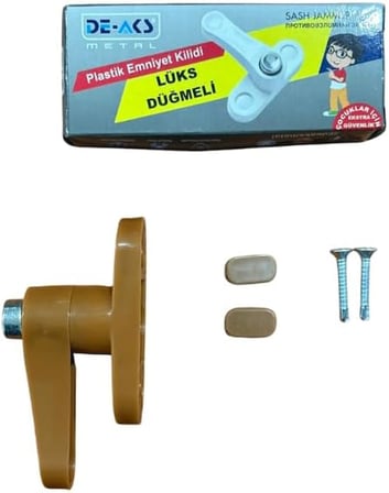 Pvc Kapı Pencere Pimapen Çocuk Emniyet Düğmeli Kilit Hırsız Güvenlik Mandalı Plastik Açık Kahverengi (2, Standart)