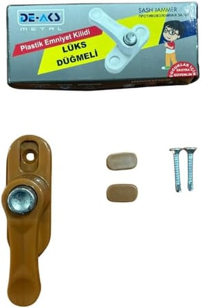 Pvc Kapı Pencere Pimapen Çocuk Emniyet Düğmeli Kilit Hırsız Güvenlik Mandalı Plastik Açık Kahverengi (2, Standart)